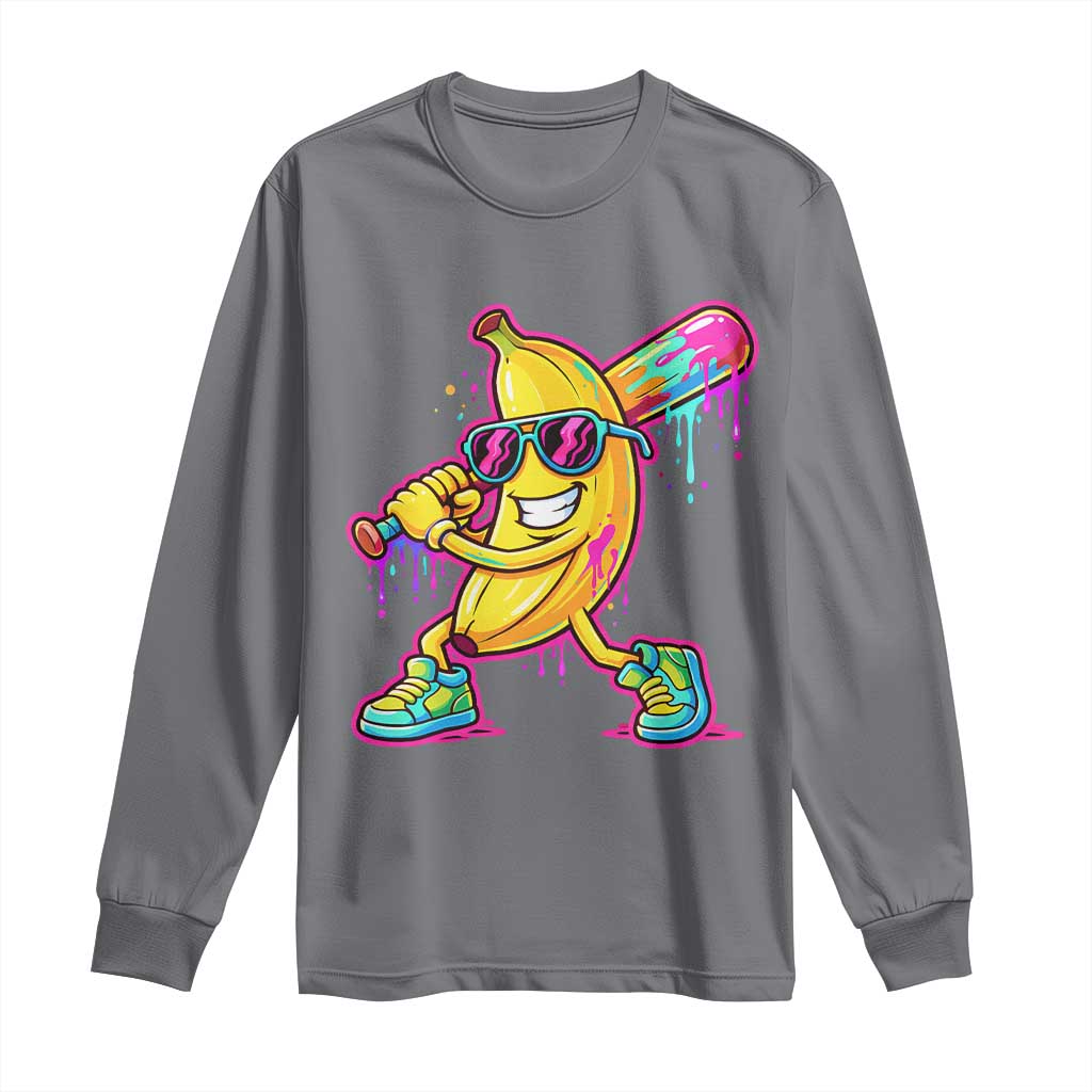 Banana Baseball Drip Long Sleeve Shirt Funny Baseball Drip Ice Cream Kids Youth Boys