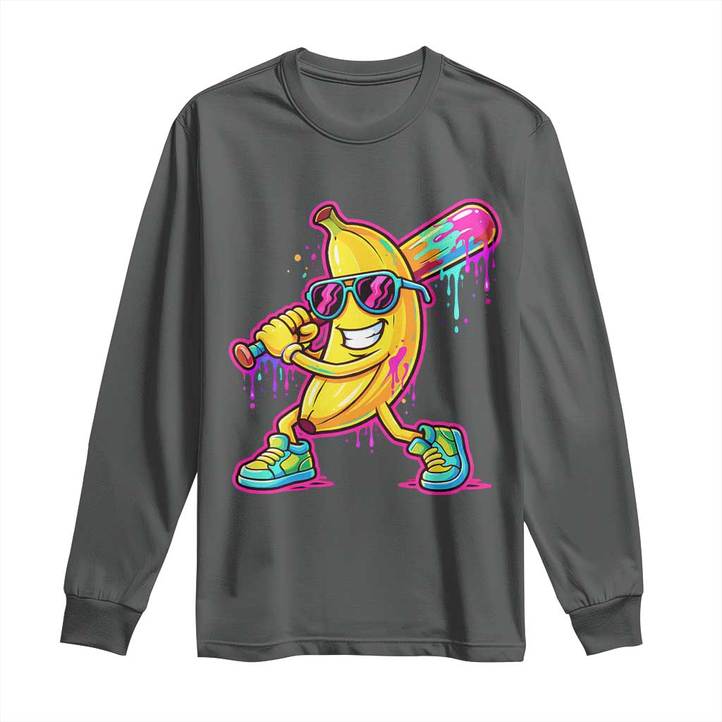 Banana Baseball Drip Long Sleeve Shirt Funny Baseball Drip Ice Cream Kids Youth Boys