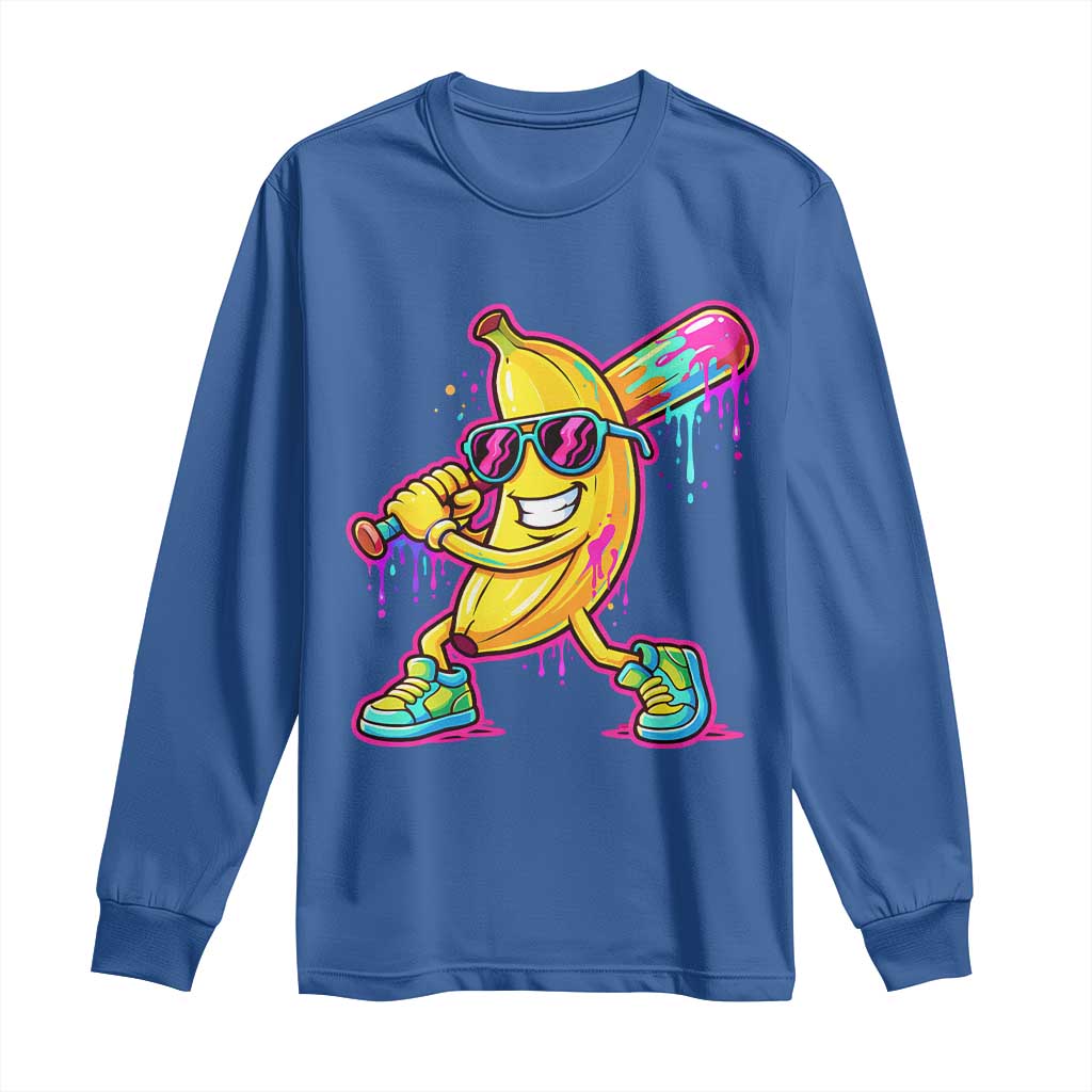 Banana Baseball Drip Long Sleeve Shirt Funny Baseball Drip Ice Cream Kids Youth Boys