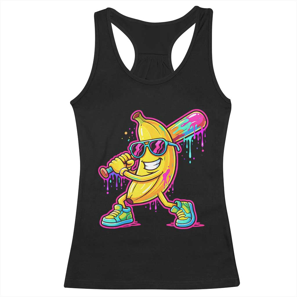 Banana Baseball Drip Racerback Tank Top Funny Baseball Drip Ice Cream Kids Youth Boys