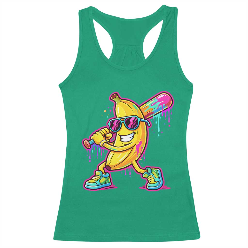 Banana Baseball Drip Racerback Tank Top Funny Baseball Drip Ice Cream Kids Youth Boys