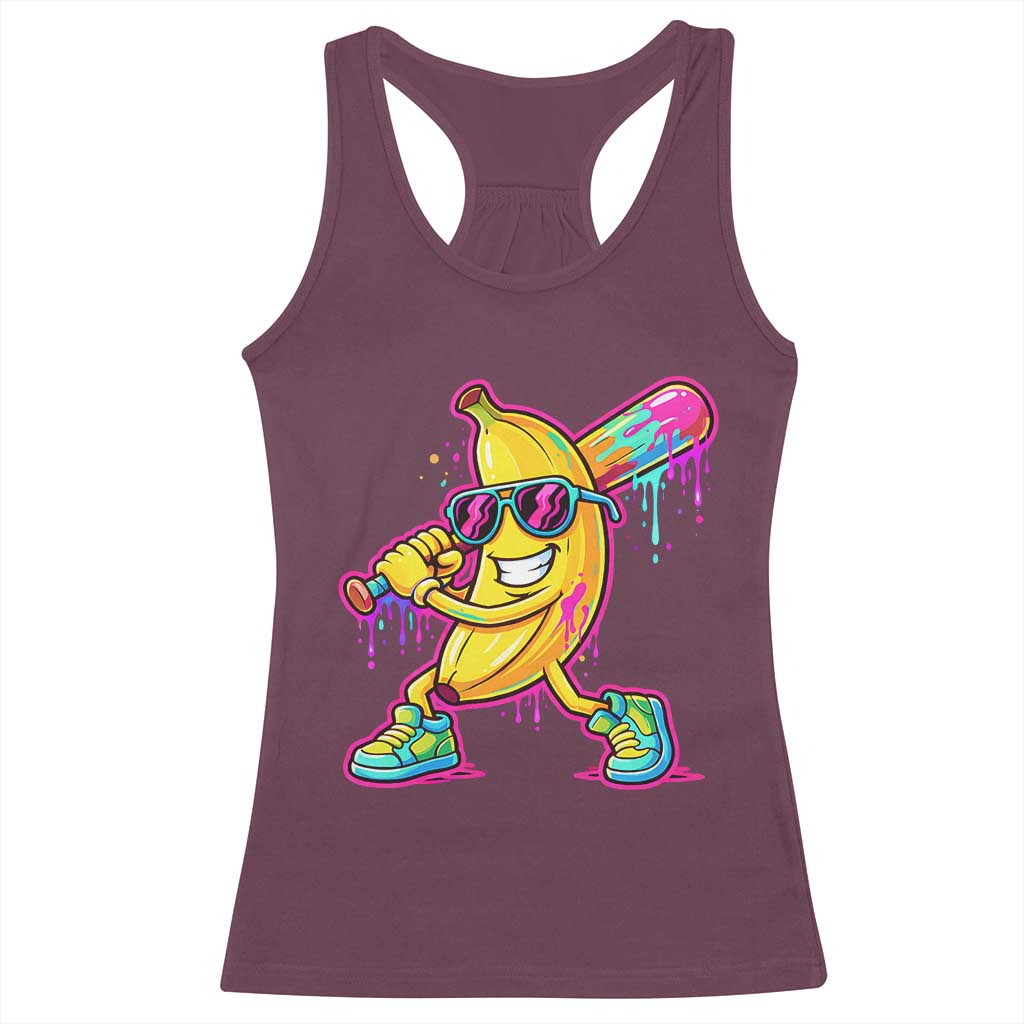 Banana Baseball Drip Racerback Tank Top Funny Baseball Drip Ice Cream Kids Youth Boys