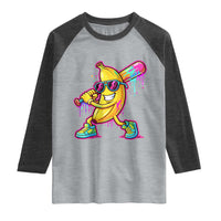 Banana Baseball Drip Raglan Shirt Funny Baseball Drip Ice Cream Kids Youth Boys