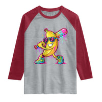 Banana Baseball Drip Raglan Shirt Funny Baseball Drip Ice Cream Kids Youth Boys