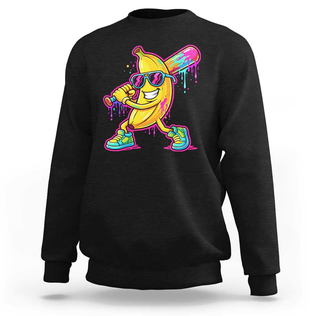 Banana Baseball Drip Sweatshirt Funny Baseball Drip Ice Cream Kids Youth Boys