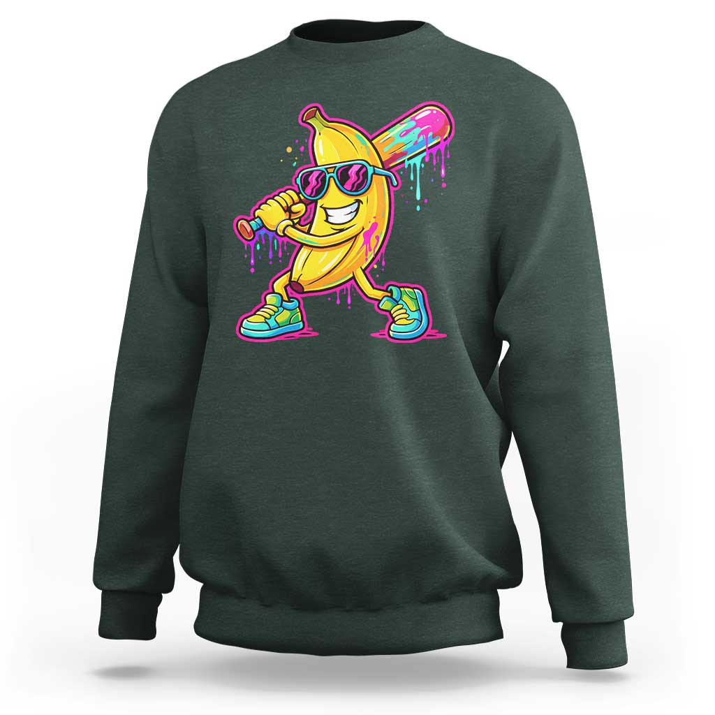 Banana Baseball Drip Sweatshirt Funny Baseball Drip Ice Cream Kids Youth Boys