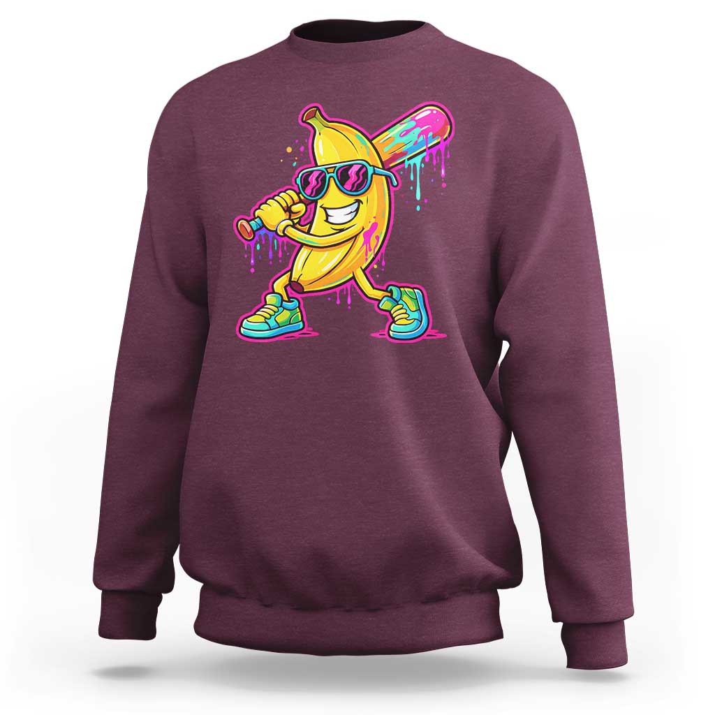 Banana Baseball Drip Sweatshirt Funny Baseball Drip Ice Cream Kids Youth Boys