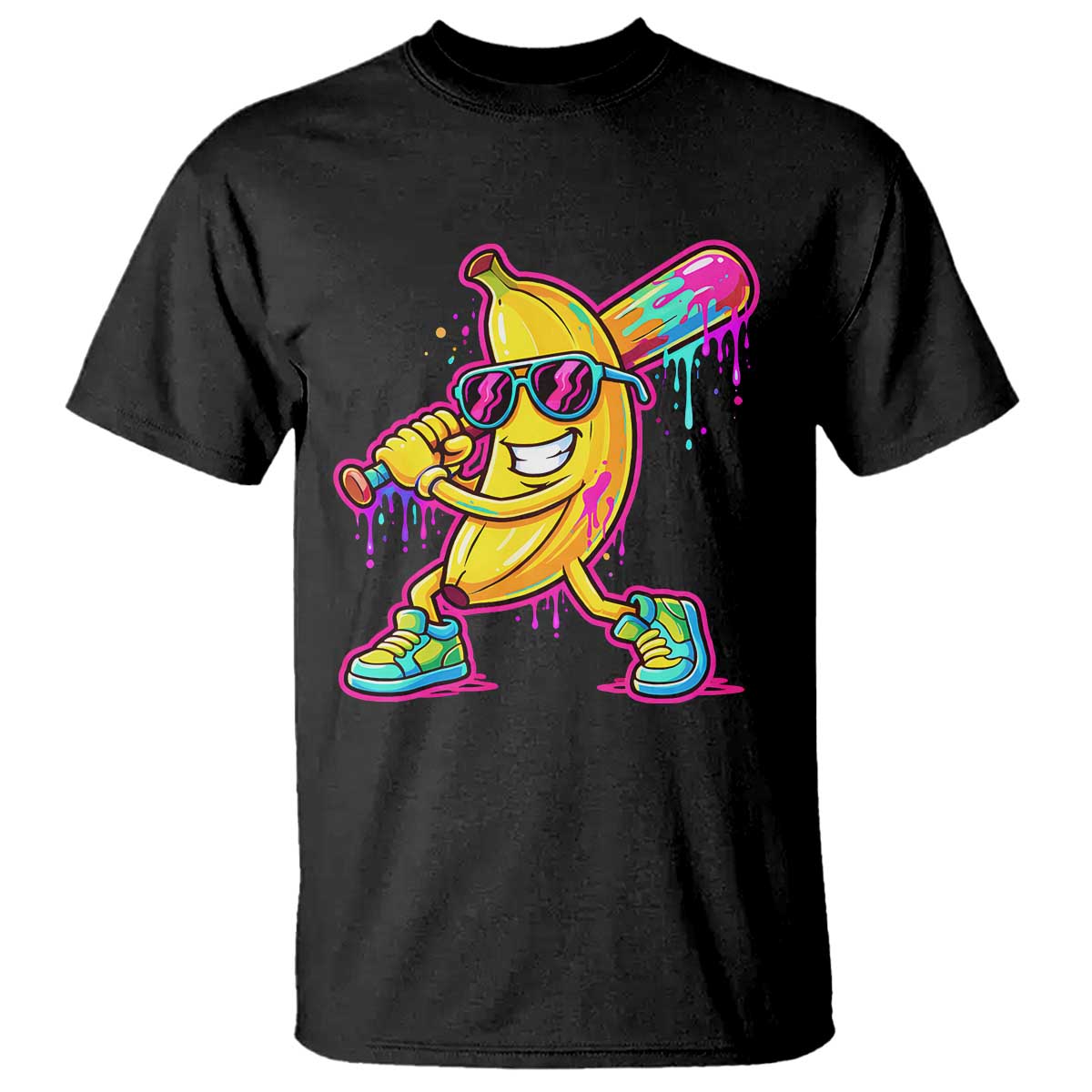 Banana Baseball Drip T Shirt Funny Baseball Drip Ice Cream Kids Youth Boys