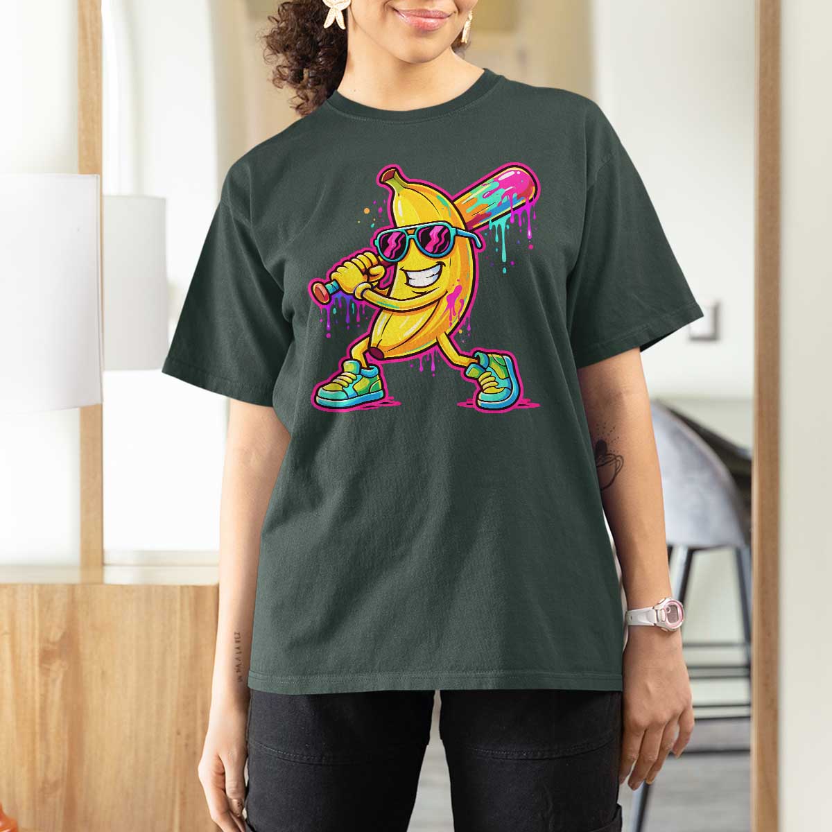Banana Baseball Drip T Shirt For Women Funny Baseball Drip Ice Cream Kids Youth Boys