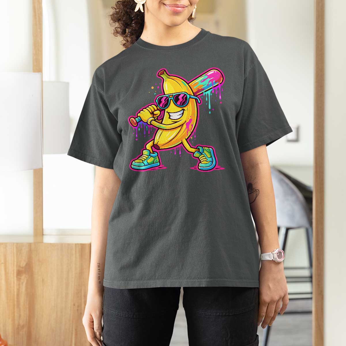 Banana Baseball Drip T Shirt For Women Funny Baseball Drip Ice Cream Kids Youth Boys