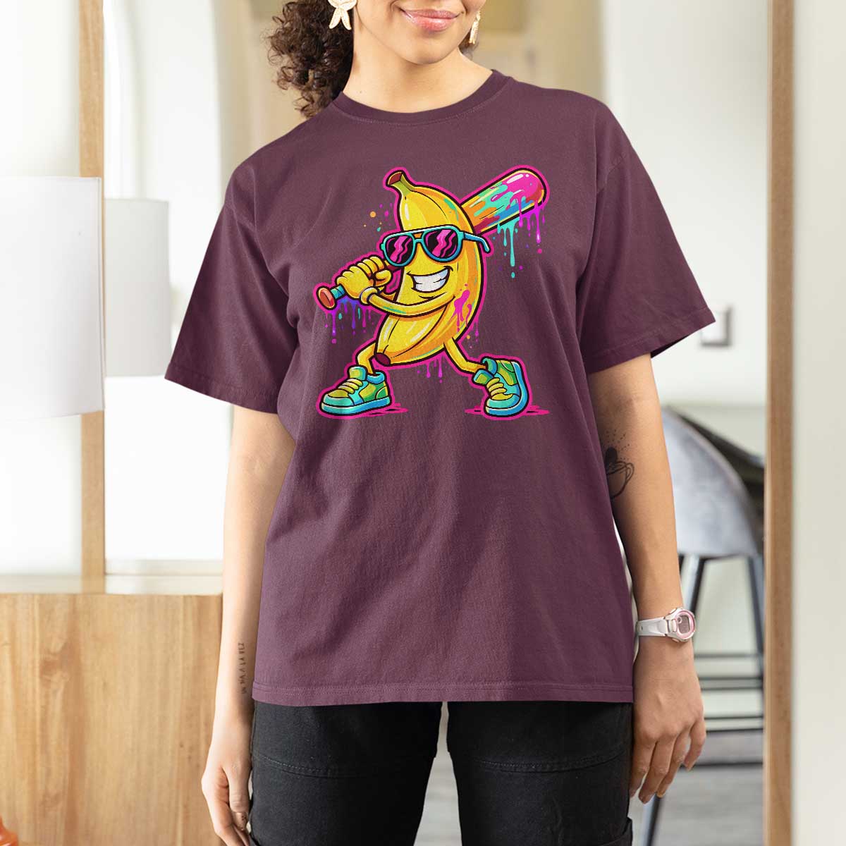 Banana Baseball Drip T Shirt For Women Funny Baseball Drip Ice Cream Kids Youth Boys
