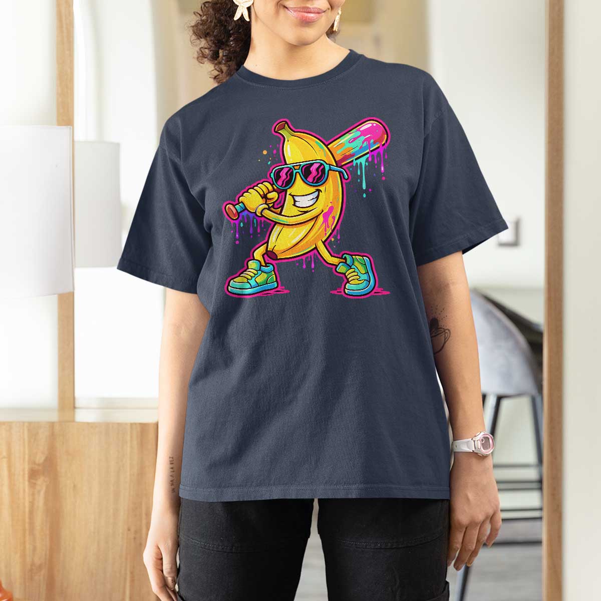 Banana Baseball Drip T Shirt For Women Funny Baseball Drip Ice Cream Kids Youth Boys