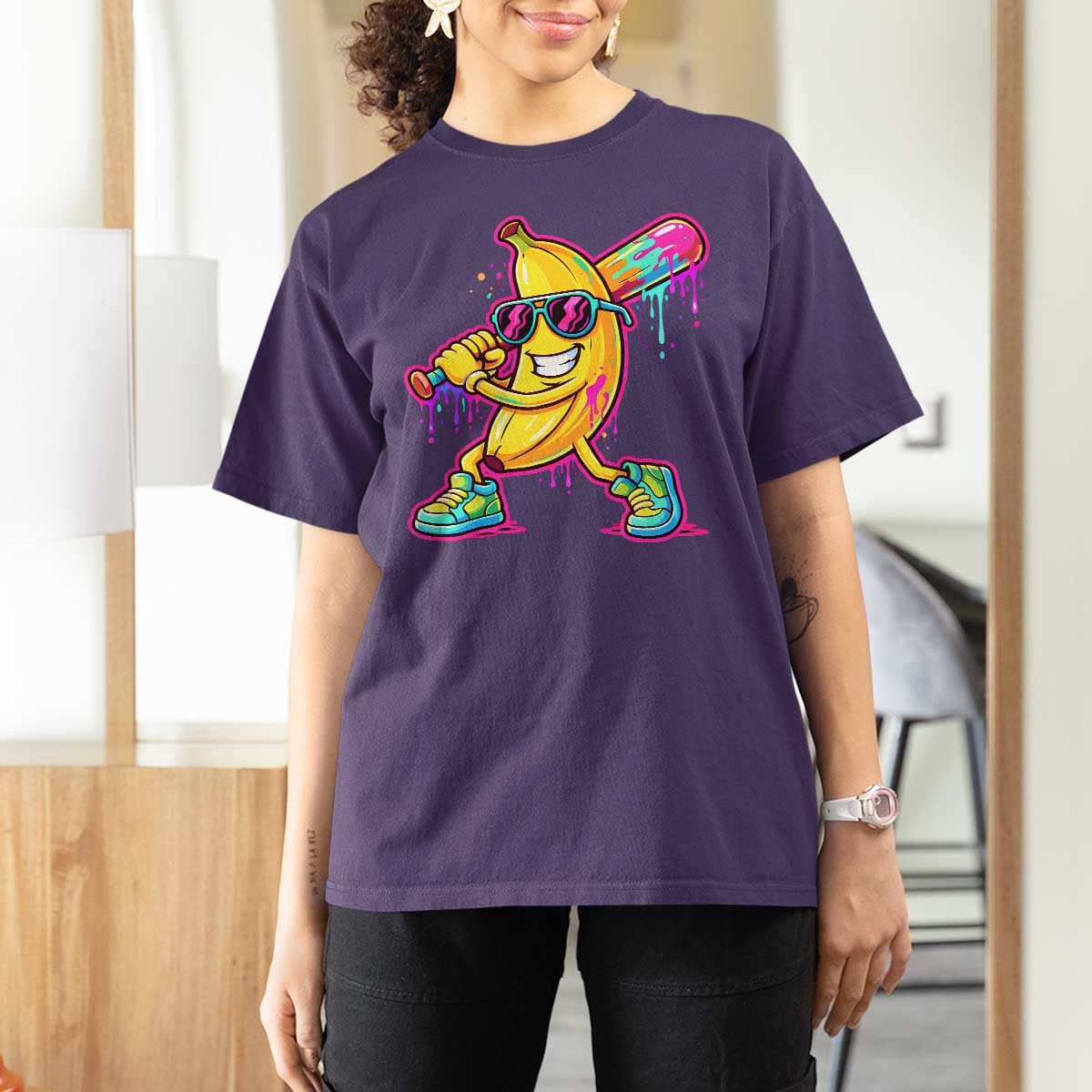 Banana Baseball Drip T Shirt For Women Funny Baseball Drip Ice Cream Kids Youth Boys