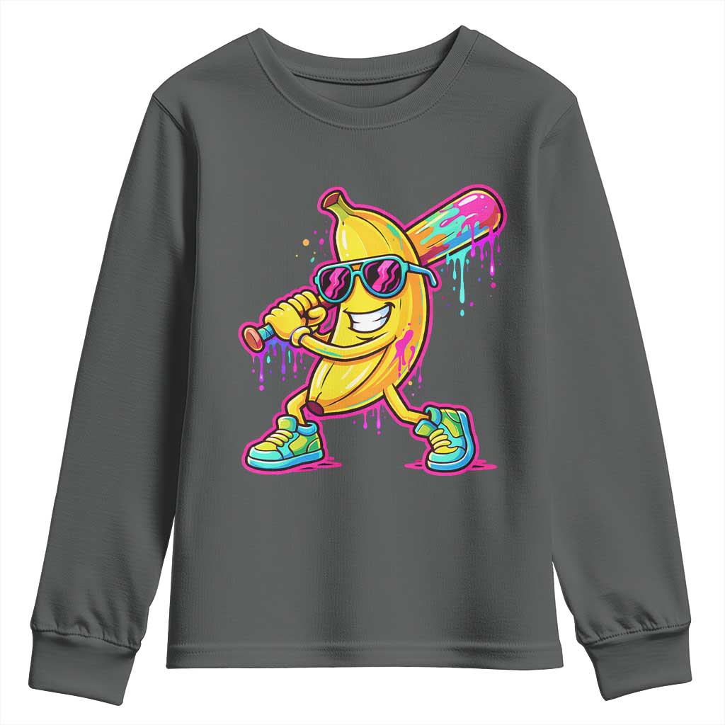 Banana Baseball Drip Youth Sweatshirt Funny Baseball Drip Ice Cream Kids Youth Boys