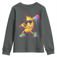 Banana Baseball Drip Youth Sweatshirt Funny Baseball Drip Ice Cream Kids Youth Boys