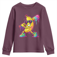 Banana Baseball Drip Youth Sweatshirt Funny Baseball Drip Ice Cream Kids Youth Boys