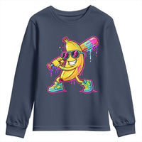 Banana Baseball Drip Youth Sweatshirt Funny Baseball Drip Ice Cream Kids Youth Boys