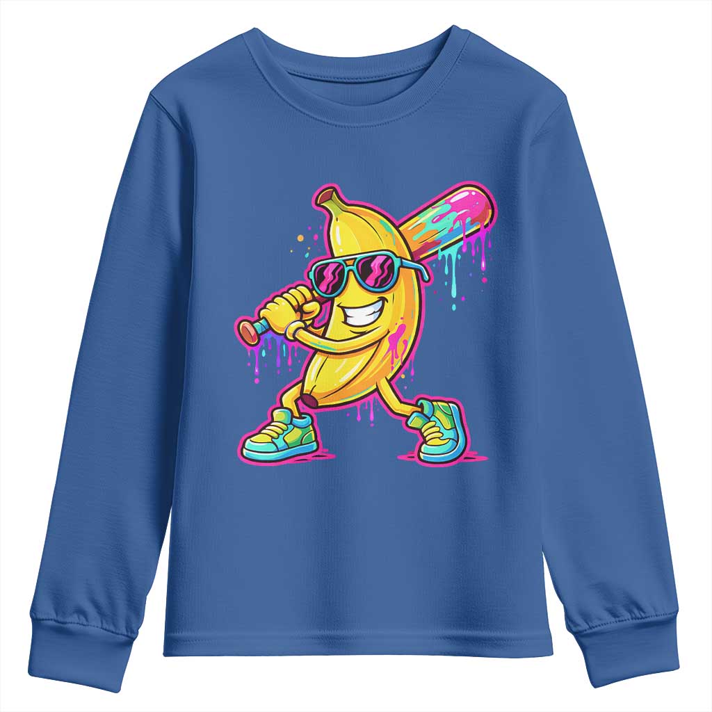 Banana Baseball Drip Youth Sweatshirt Funny Baseball Drip Ice Cream Kids Youth Boys