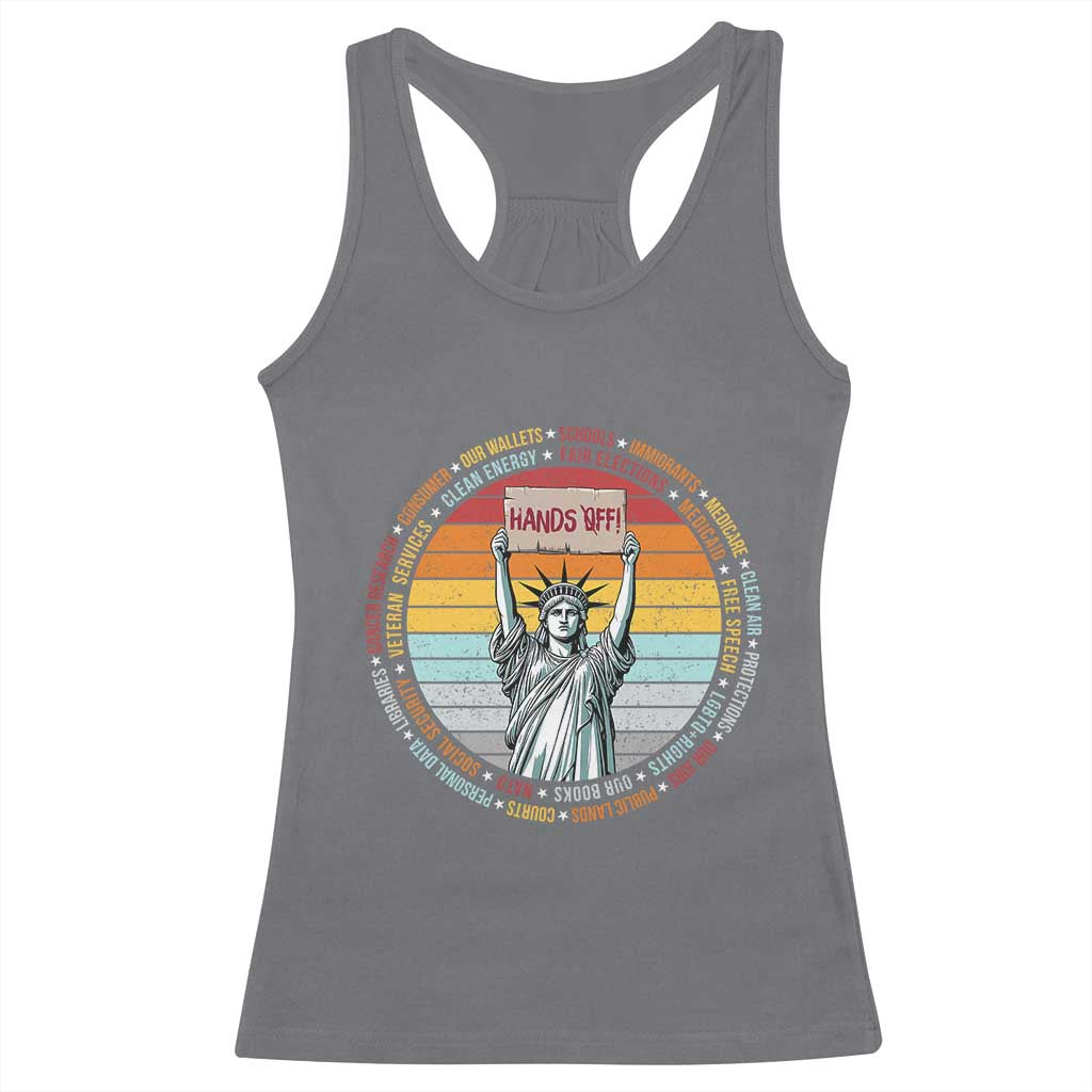 Statue of Liberty Hands Off Protest Racerback Tank Top Resist Resistance