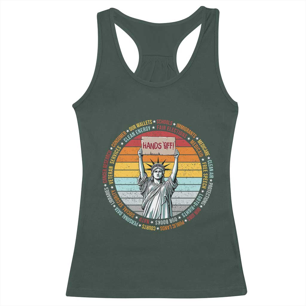 Statue of Liberty Hands Off Protest Racerback Tank Top Resist Resistance