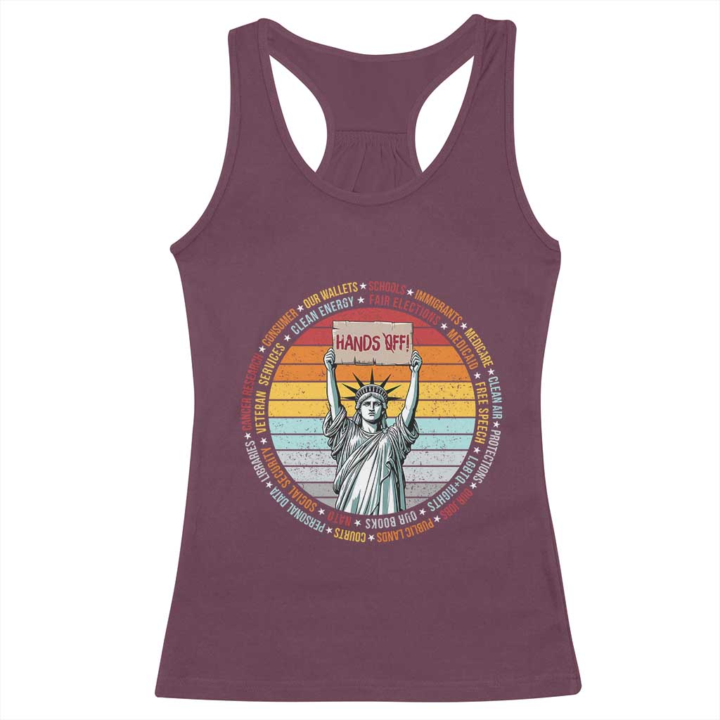 Statue of Liberty Hands Off Protest Racerback Tank Top Resist Resistance