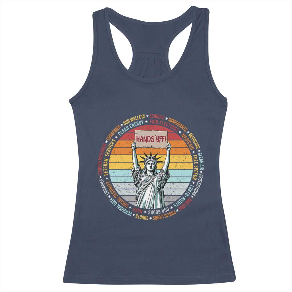 Statue of Liberty Hands Off Protest Racerback Tank Top Resist Resistance
