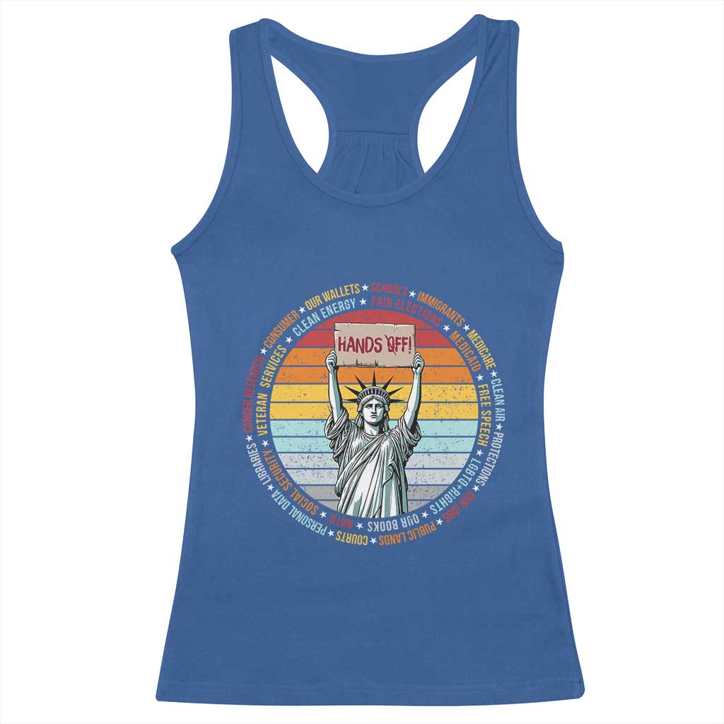 Statue of Liberty Hands Off Protest Racerback Tank Top Resist Resistance