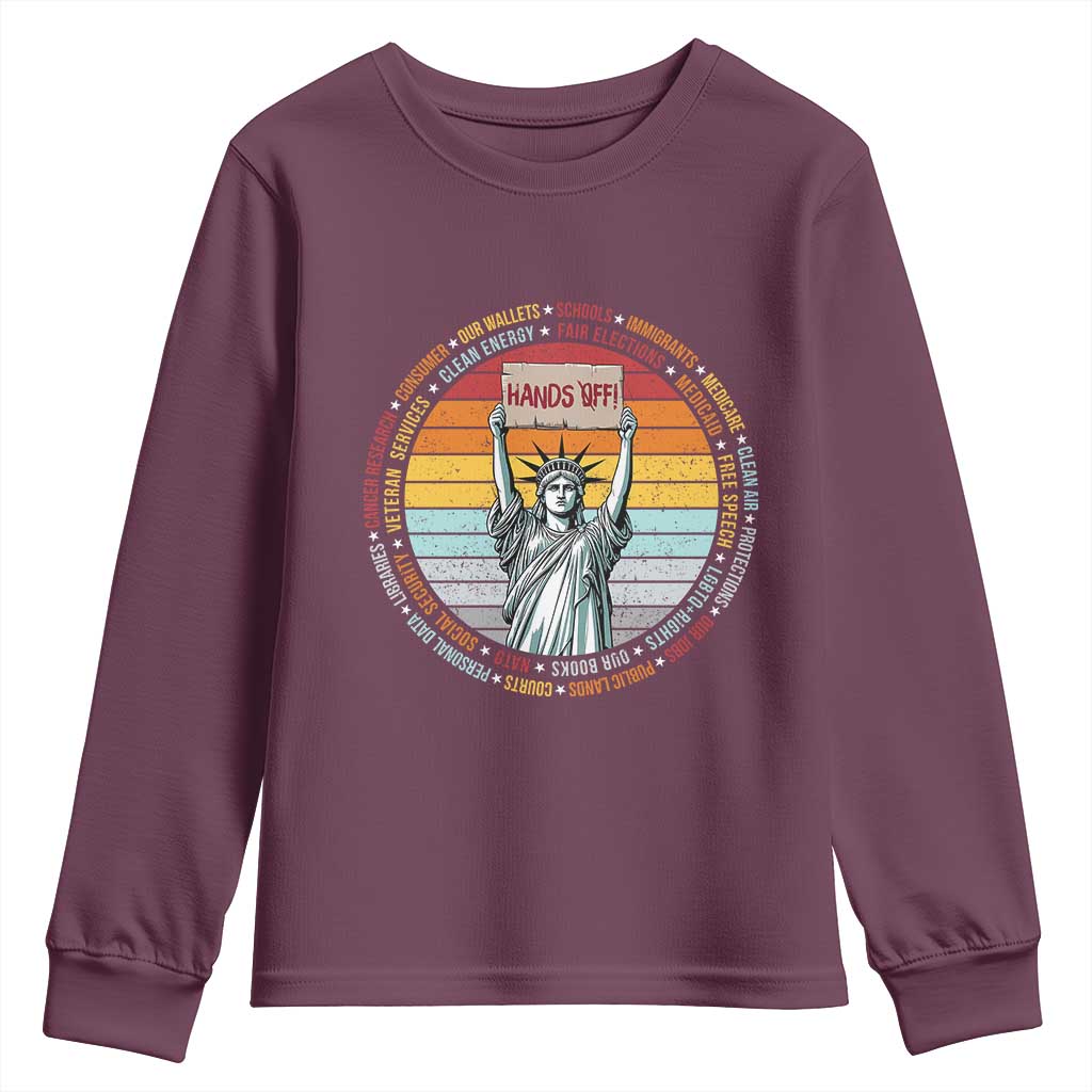 Statue of Liberty Hands Off Protest Youth Sweatshirt Resist Resistance