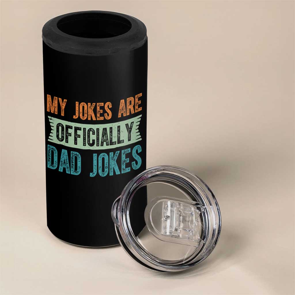 My Jokes Are Officially Dad Jokes 4 in 1 Can Cooler Tumbler Funny New Dad First Fathers Day