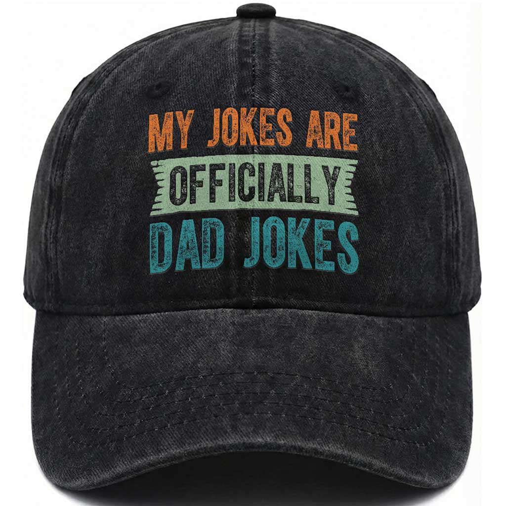 My Jokes Are Officially Dad Jokes Washed Cotton Baseball Cap Funny New Dad First Fathers Day