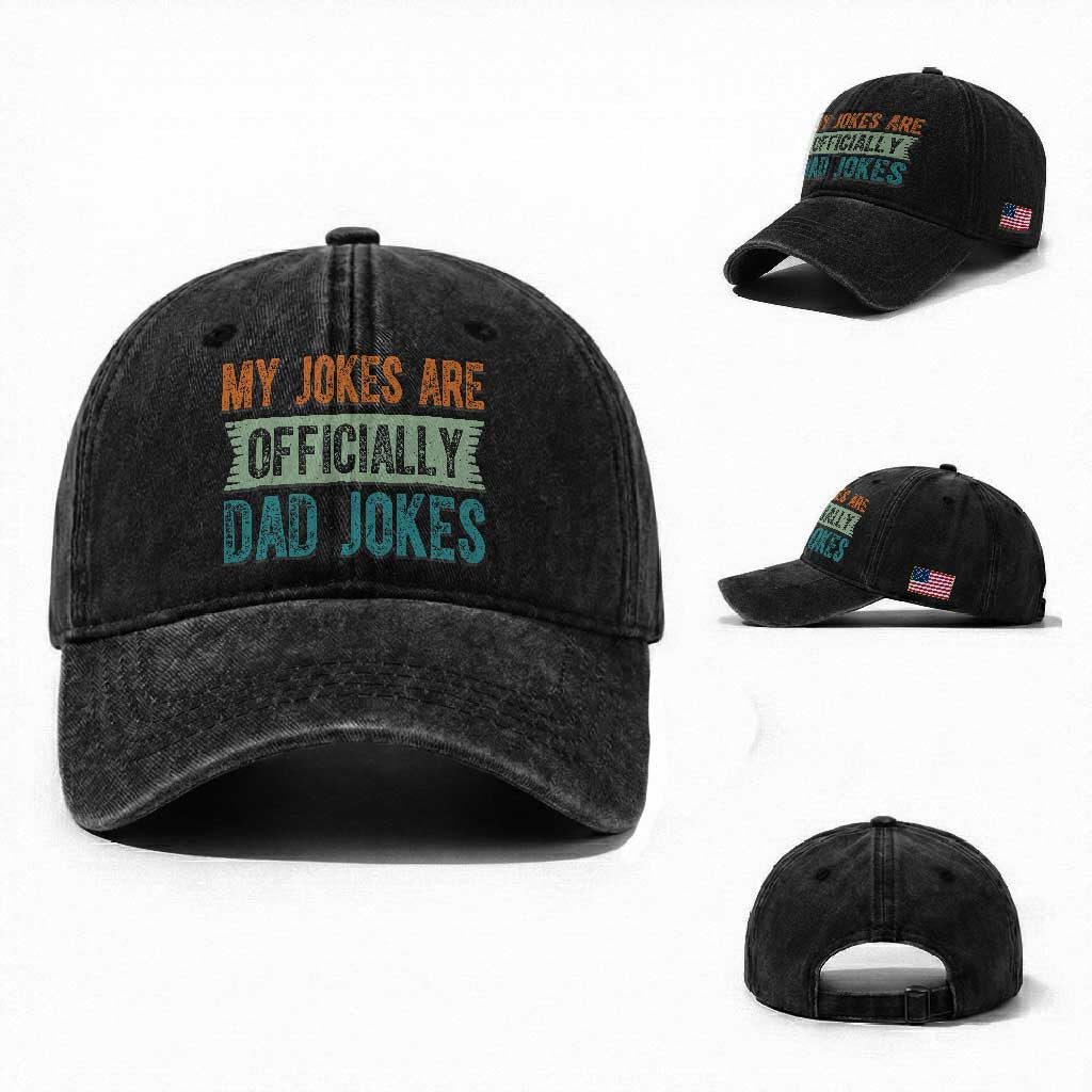 My Jokes Are Officially Dad Jokes Washed Cotton Baseball Cap Funny New Dad First Fathers Day