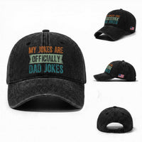 My Jokes Are Officially Dad Jokes Washed Cotton Baseball Cap Funny New Dad First Fathers Day