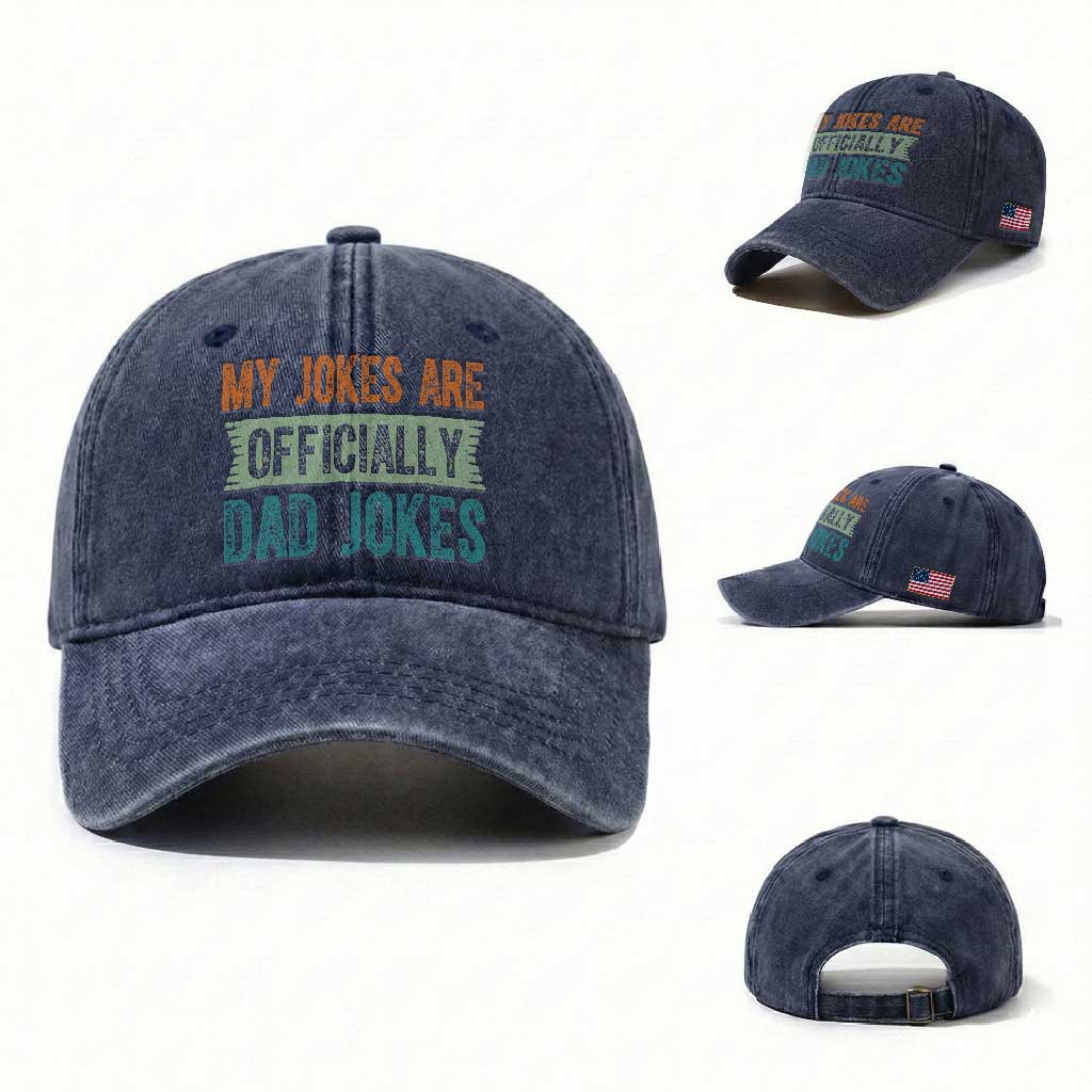 My Jokes Are Officially Dad Jokes Washed Cotton Baseball Cap Funny New Dad First Fathers Day