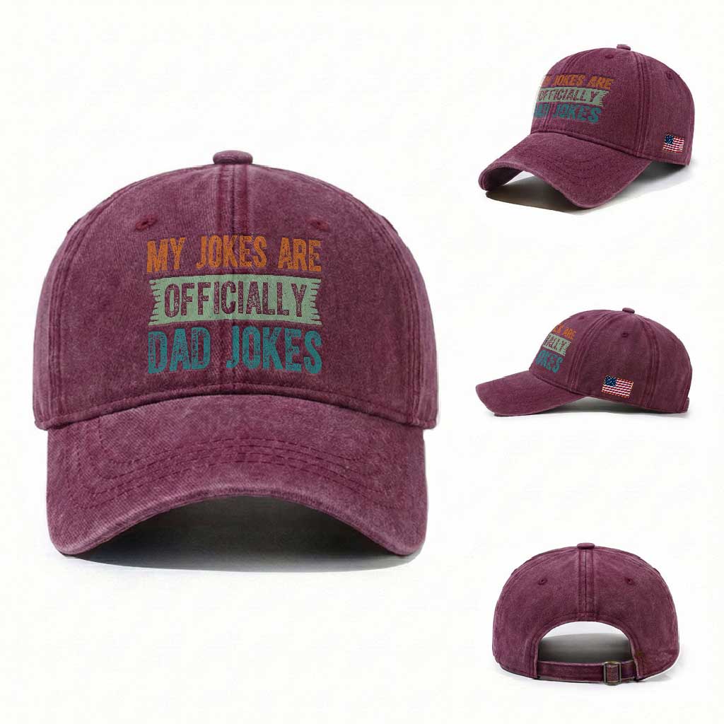My Jokes Are Officially Dad Jokes Washed Cotton Baseball Cap Funny New Dad First Fathers Day