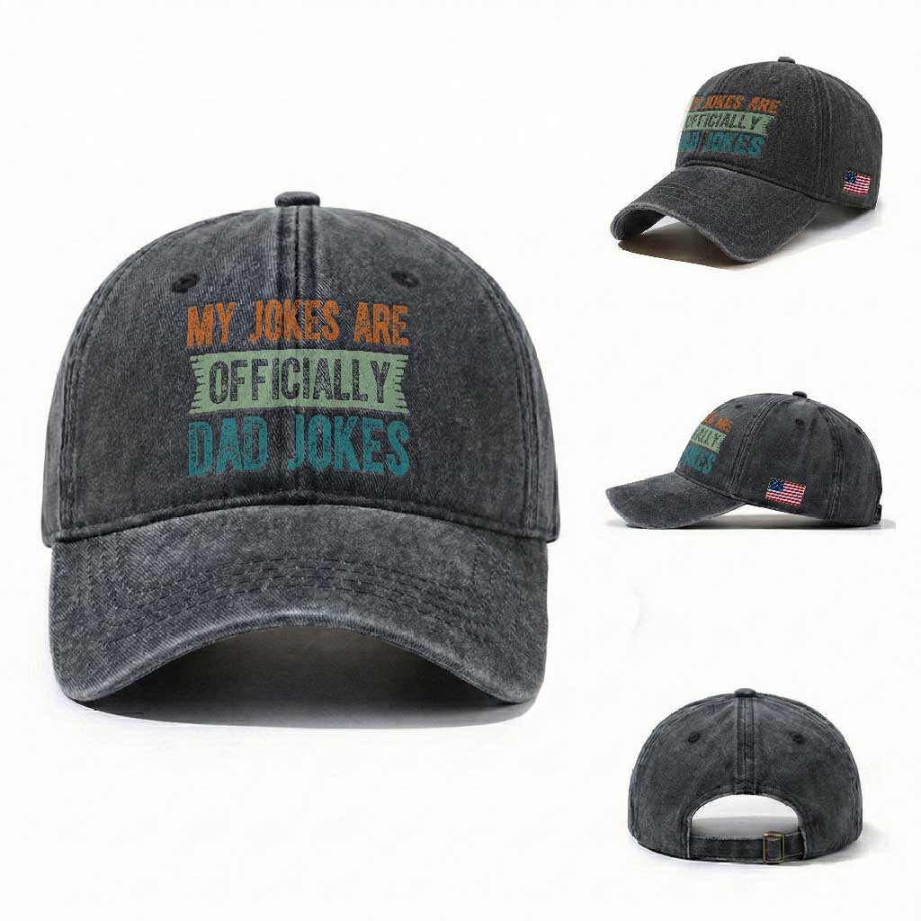 My Jokes Are Officially Dad Jokes Washed Cotton Baseball Cap Funny New Dad First Fathers Day