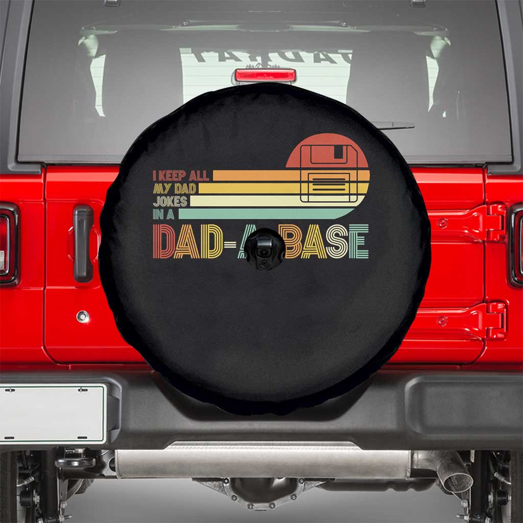 Funny Dad Jokes In A Dad-a-base Spare Tire Cover Retro Vintage Fathers Day
