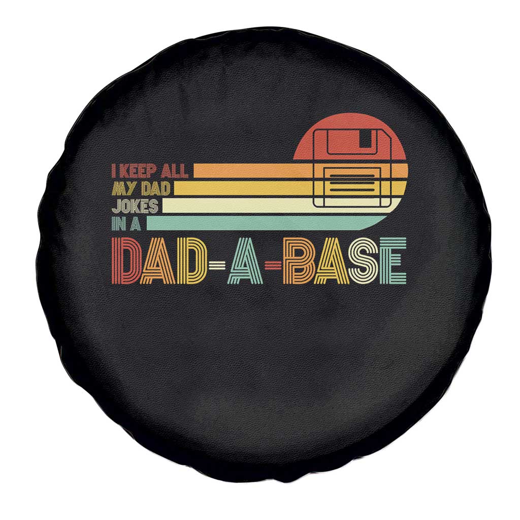 Funny Dad Jokes In A Dad-a-base Spare Tire Cover Retro Vintage Fathers Day