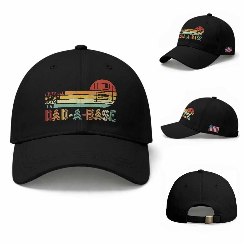 Funny Dad Jokes In A Dad-a-base Baseball Cap Retro Vintage Fathers Day