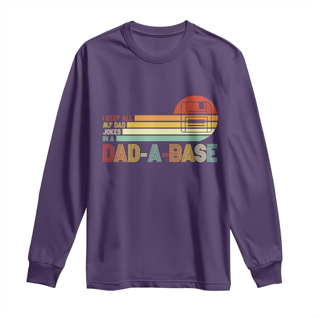 Funny Dad Jokes In A Dad-a-base Long Sleeve Shirt Retro Vintage Fathers Day