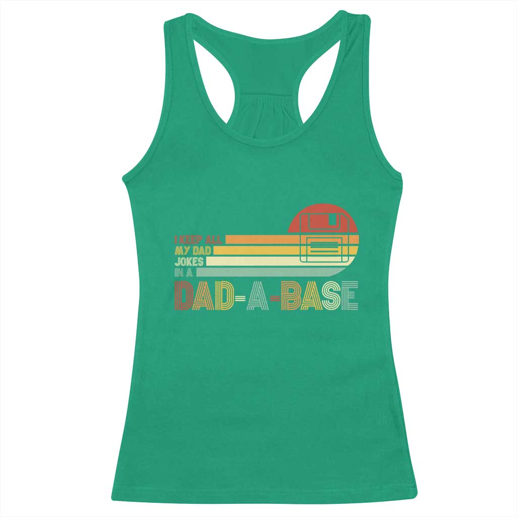 Funny Dad Jokes In A Dad-a-base Racerback Tank Top Retro Vintage Fathers Day
