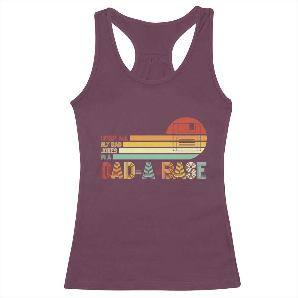 Funny Dad Jokes In A Dad-a-base Racerback Tank Top Retro Vintage Fathers Day