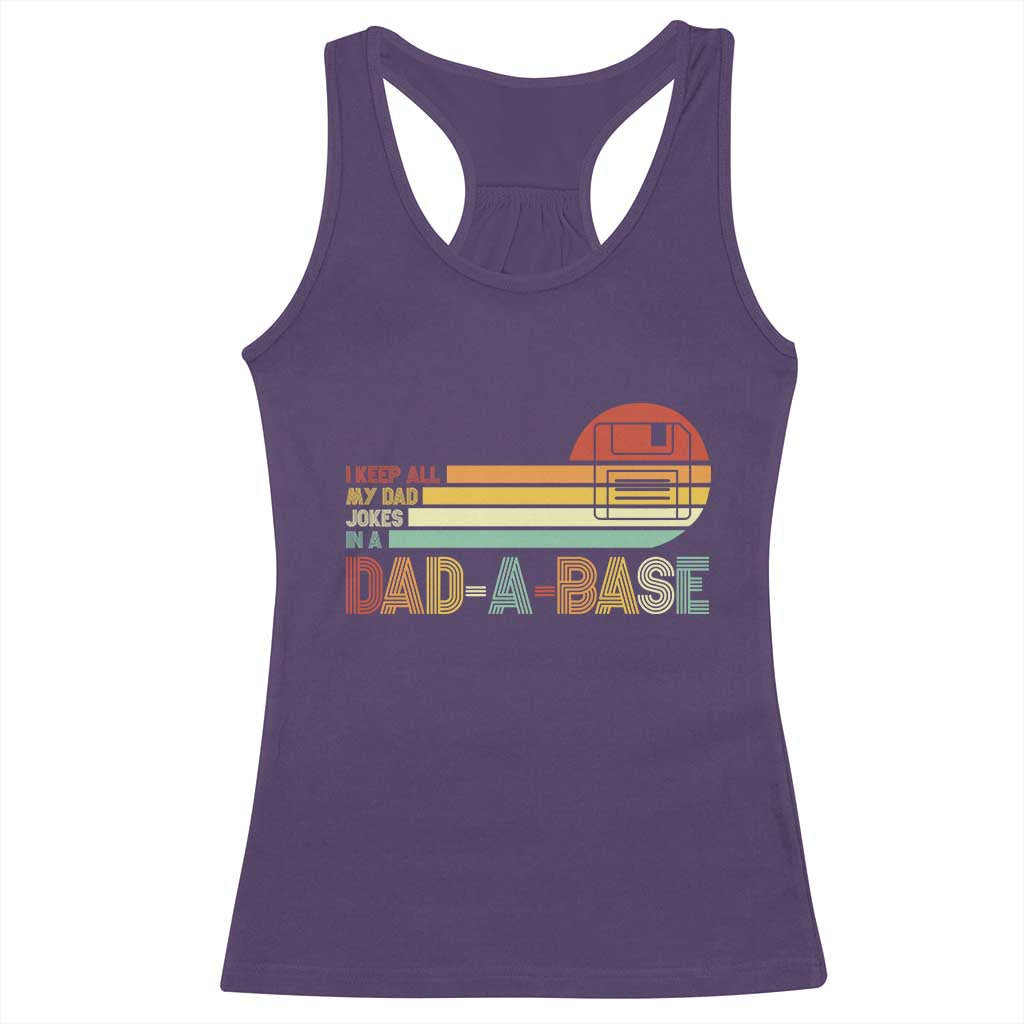 Funny Dad Jokes In A Dad-a-base Racerback Tank Top Retro Vintage Fathers Day