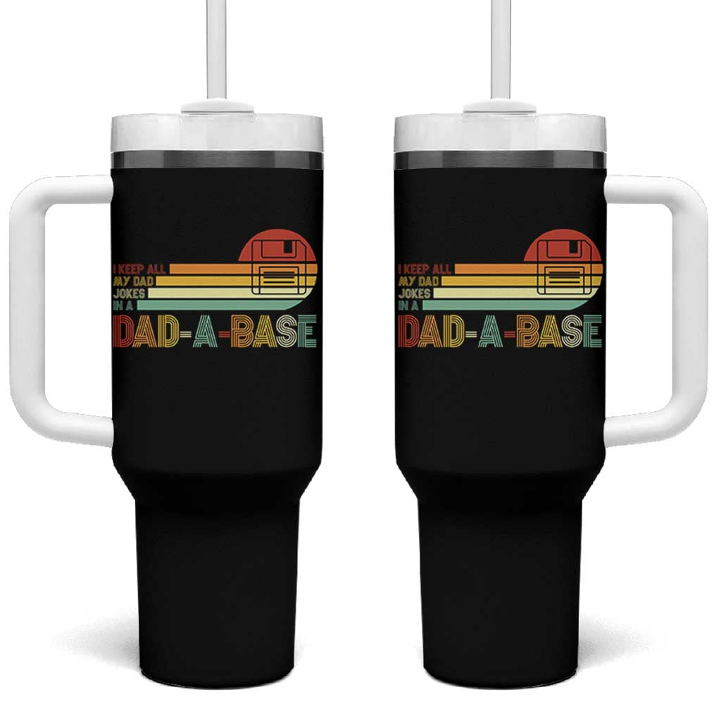 Funny Dad Jokes In A Dad-a-base Tumbler With Handle Retro Vintage Fathers Day