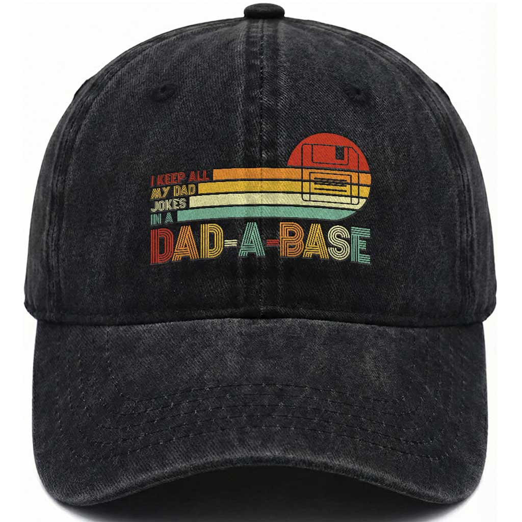 Funny Dad Jokes In A Dad-a-base Washed Cotton Baseball Cap Retro Vintage Fathers Day
