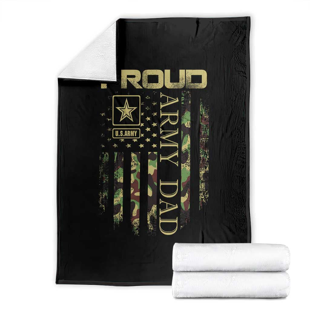 Proud Army Dad Throw Blanket Military Father US Army Camo Flag