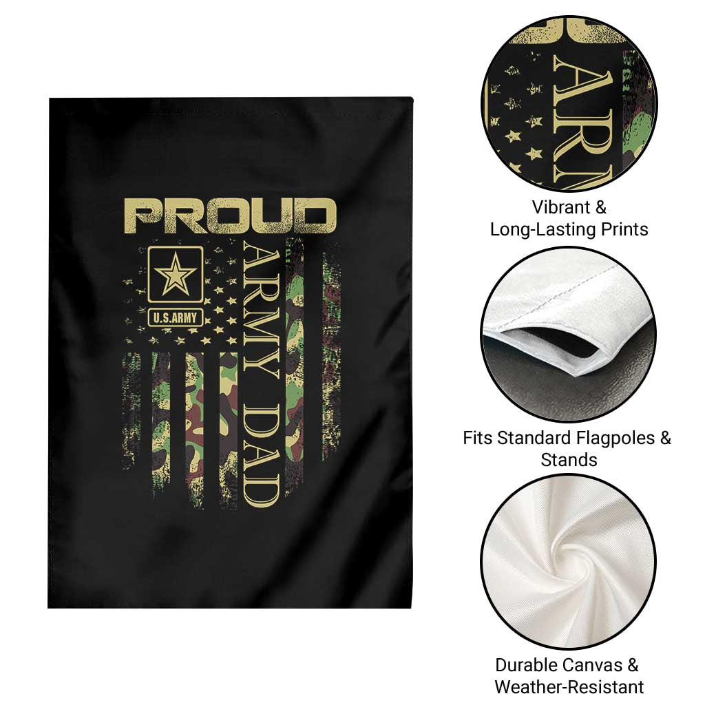 Proud Army Dad Garden Flag Military Father US Army Camo Flag