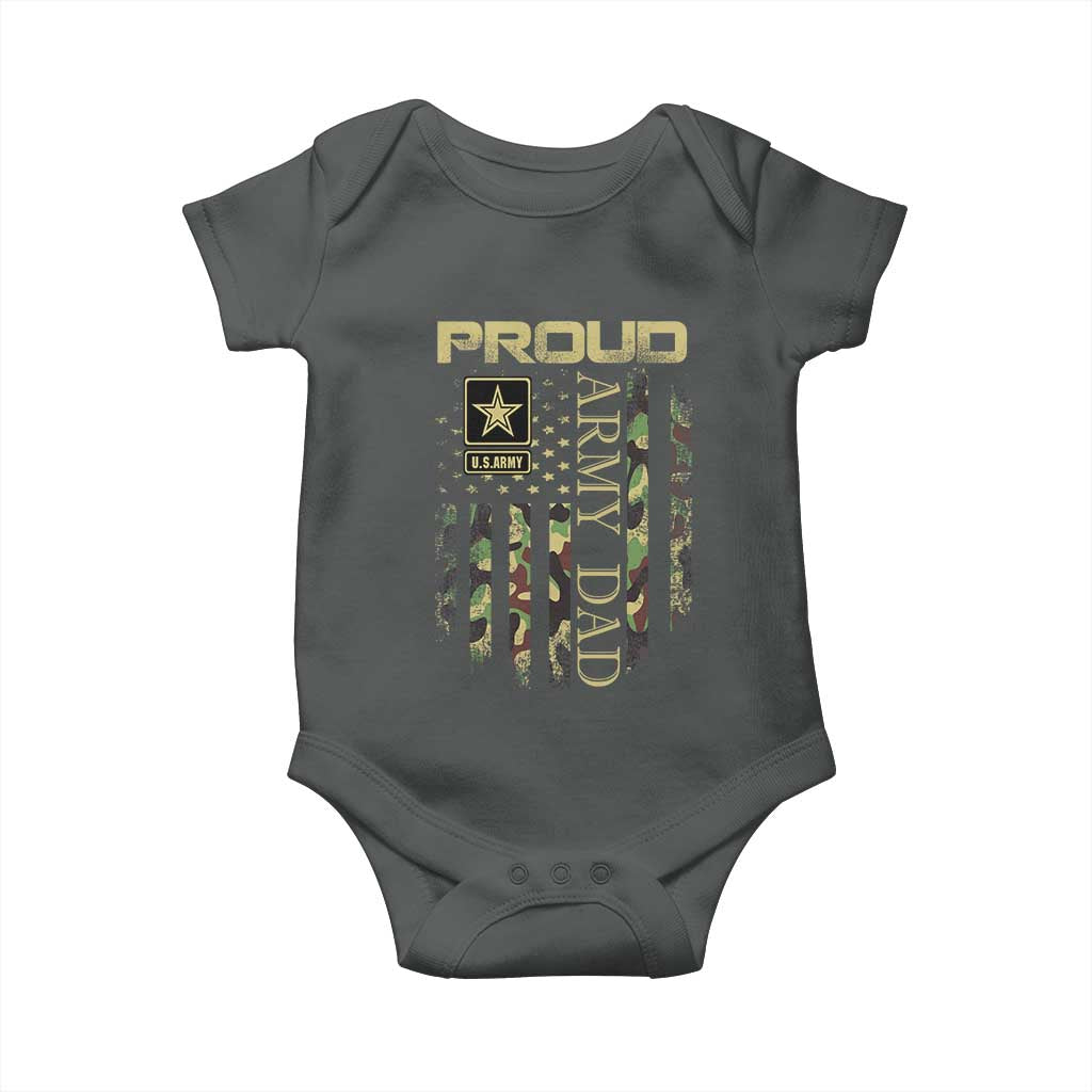 Proud Army Dad Baby Onesie Military Father US Army Camo Flag