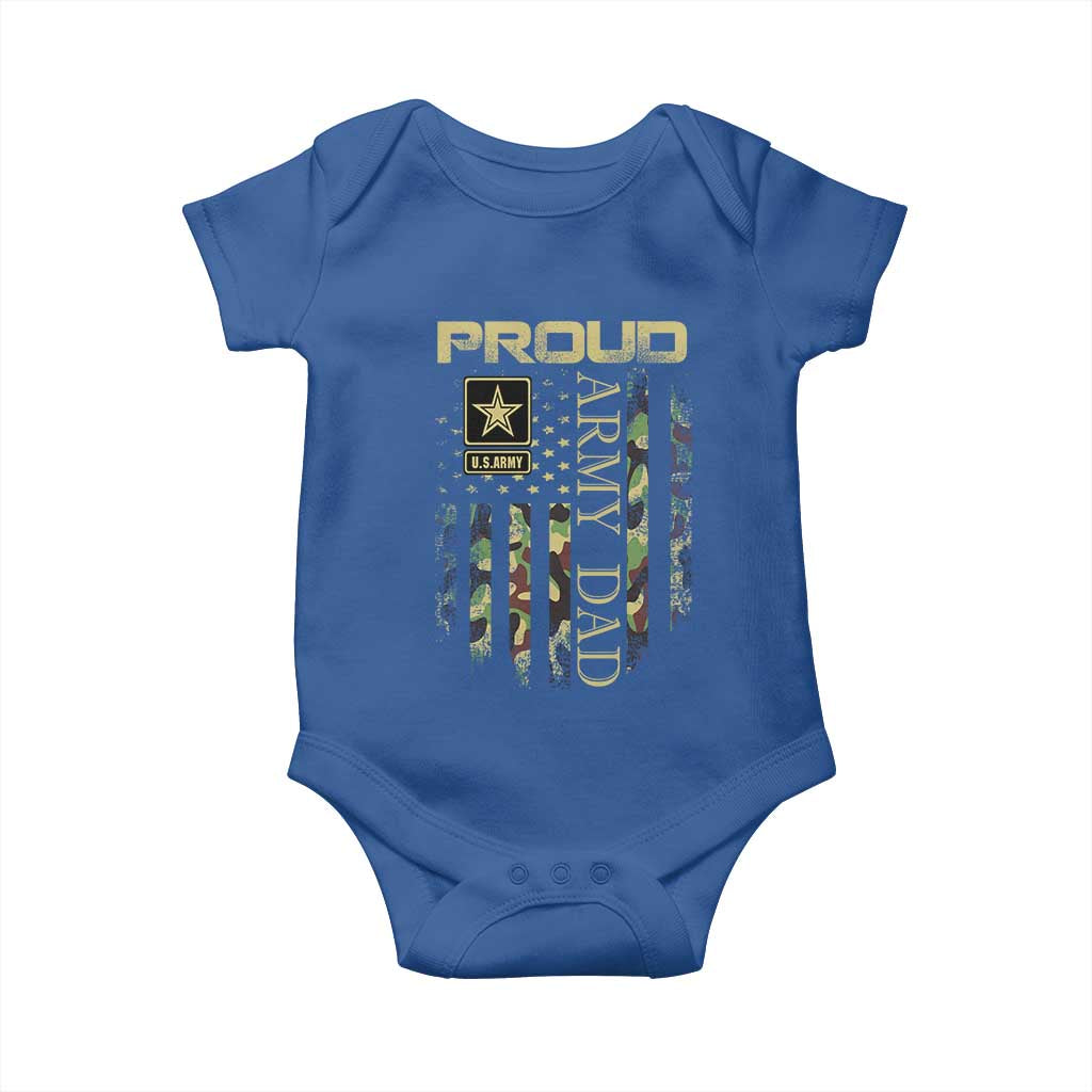 Proud Army Dad Baby Onesie Military Father US Army Camo Flag