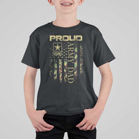 Proud Army Dad T Shirt For Kid Military Father US Army Camo Flag
