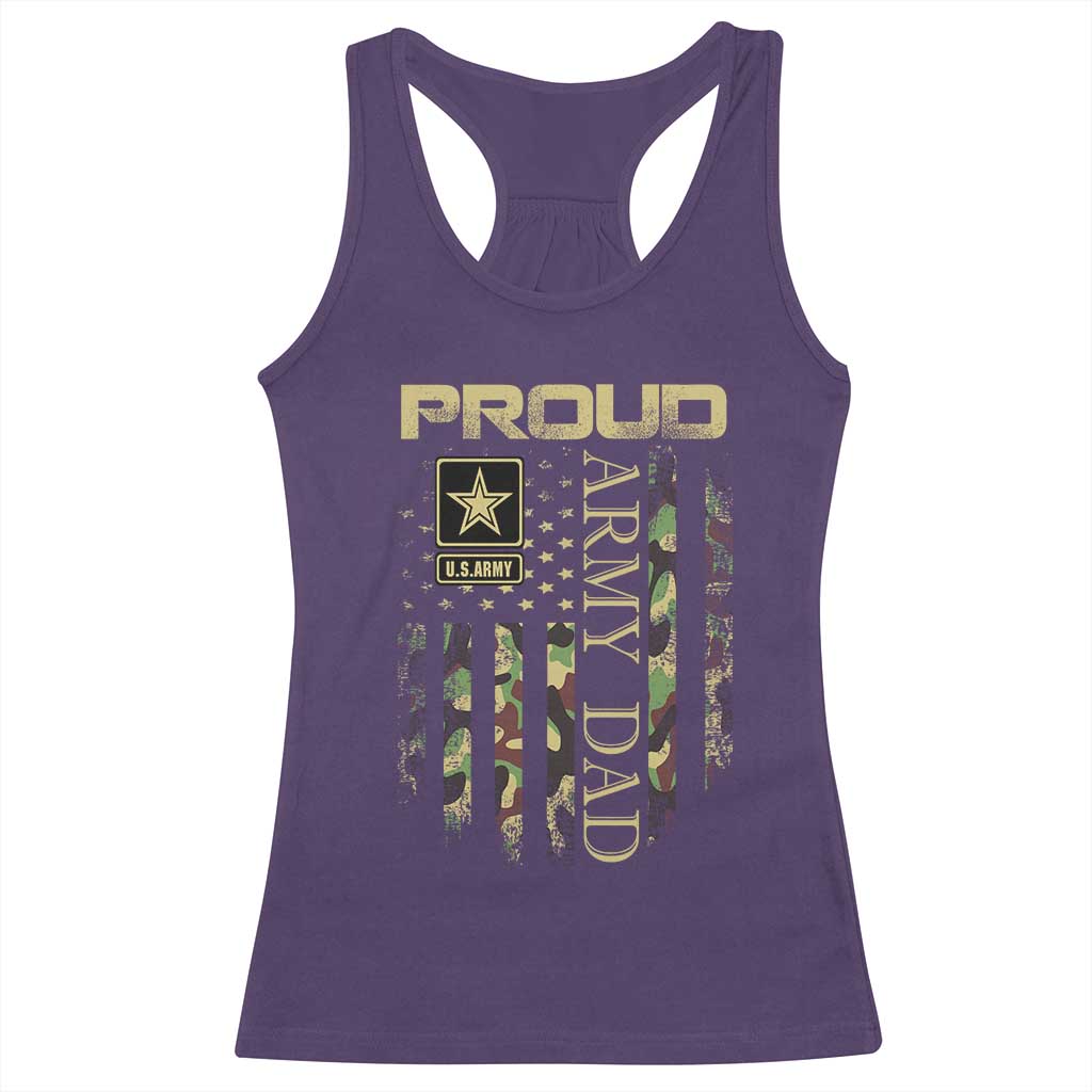 Proud Army Dad Racerback Tank Top Military Father US Army Camo Flag